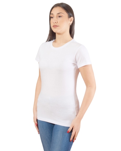 T-shirt bianca con logo dietro donna