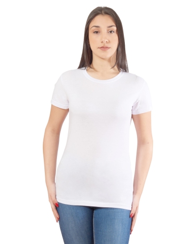 T-shirt bianca con logo dietro donna