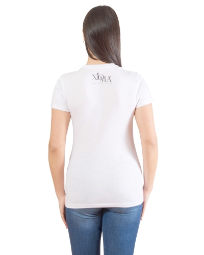 T-shirt bianca con logo dietro donna
