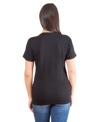 T-shirt nera con logo laterale donna